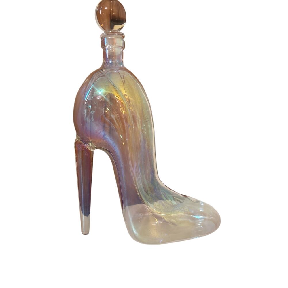 Glass Irredescent High Heel Shoe Decanter